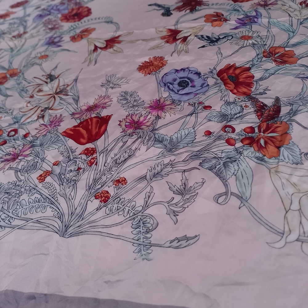 Vintage Pink Floral Silk-Feeling Polyester Scarf 27in Lightweight Retro - Picture 8 of 8